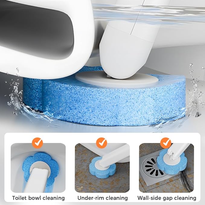 Disposable Toilet Cleaning System: Toilet Brush & Holder Kit with 18PCS Pre-Soaked Cleaner Wall-Mount Scrubbing Toilet Brush Bathroom Cleaning Kit (36-Pack Lemon Brush Head)