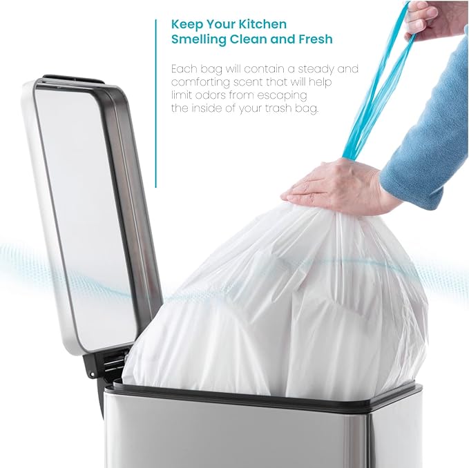 Home Zone Living 8 Gallon Kitchen Trash Bags with Drawstring Handles, Heavy Duty Custom Fit Design for Standard 30 Liter Kitchen Trash Cans, Code 30S, 60 Count (Pack of 2)