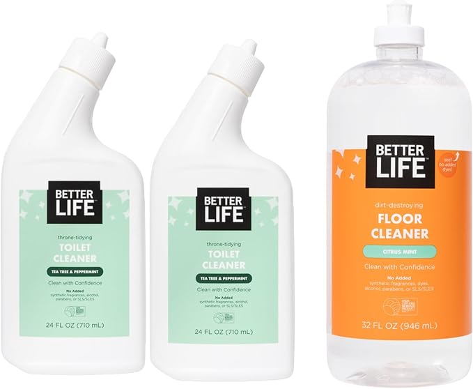 Better Life Toilet Bowl Cleaner 24 Oz Pack of 2 + Floor Cleaner Citrus Mint 32 Oz Pack of 1