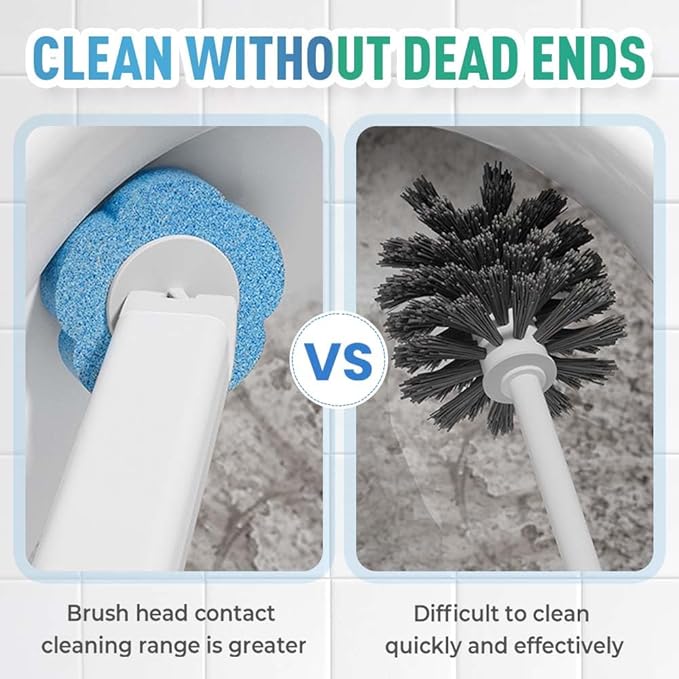 Disposable Toilet Cleaning System: Toilet Brush & Holder Kit with 18PCS Pre-Soaked Cleaner Wall-Mount Scrubbing Toilet Brush Bathroom Cleaning Kit (White)