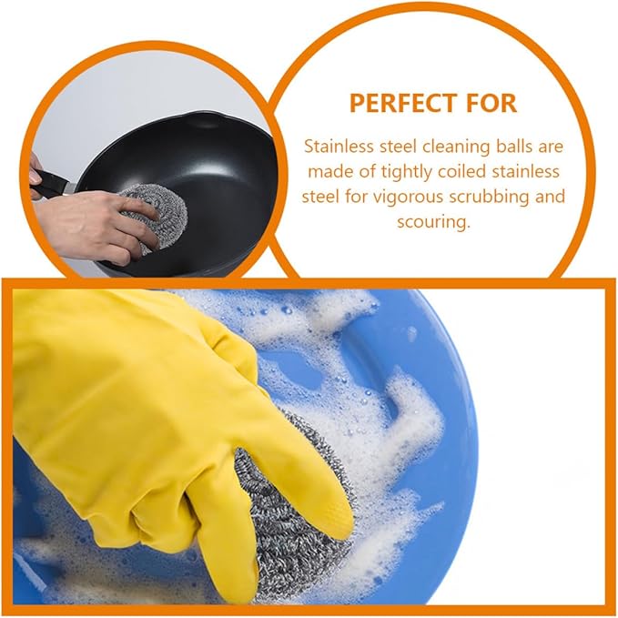 15pcs Steel Wool Scrubber Pot Cleaning Balls Set 22g Each Heavy-Duty Wire Dish Scrubbers for Kitchen Pan and Pot Cleaning Household Dishwashing Supplies