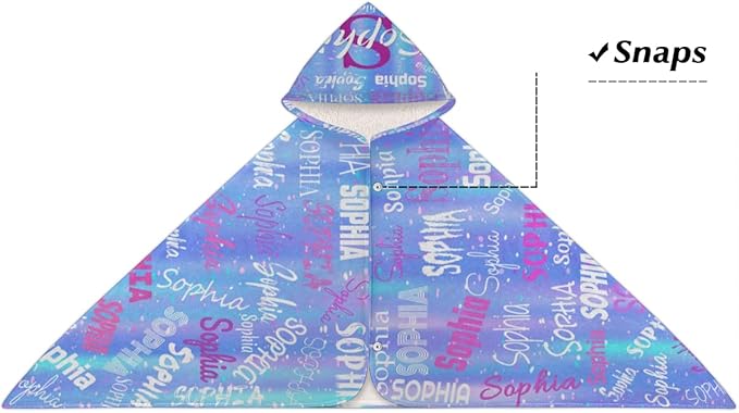 Personalized Hooded Towel Kids Beach Towels Name Custom Baby Toddlers Cotton Wrap Changing Robe for Shower Beach Trip Pool Bathrobe, Gradient Blue Color Romantic