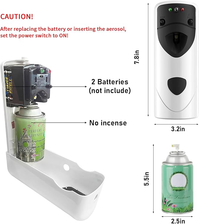 Automatic Air Freshener Spray Dispenser With Remote Programmable Fragrance Dispenser Fit for Spray Refills | Wall Mount Aerosol Dispenser Spray for Bathroom, Hotel, Commercial Place