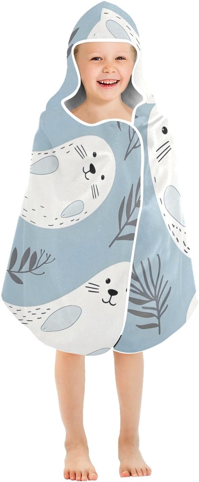 SUABO Kids' Bath Towels Dolphin and Grass Hooded Towels for Boys Girls,Toddler Towels Multi-Purpose for Beach,Pool and Bathroom,23.5" x 50", Soft and Highly Absorbent