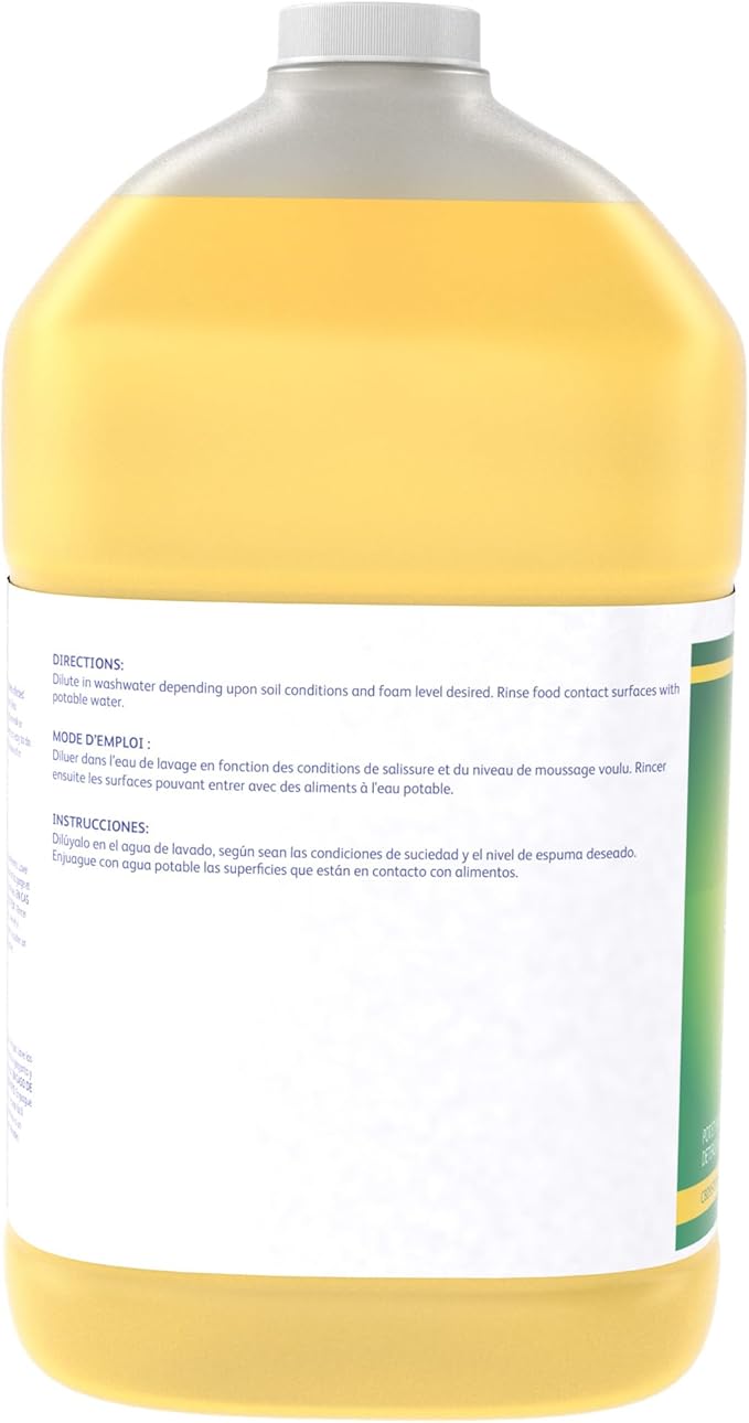 Diversey Limon Pot & Pan Detergent - Tough On Grease, Easy On Hands - High-Sudsing Liquid Dish Soap Concentrate, Lemon Fresh Scent, 1-Gallon (Pack of 2)