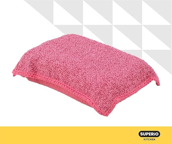 Miracle Microfiber Scrubbing Sponge, Red Extra Scrubbing Power Kitchen Sponge, Sink, Pot, Pan and Dish Washing, Super Absorbent and Rapid Drying. by Superio
