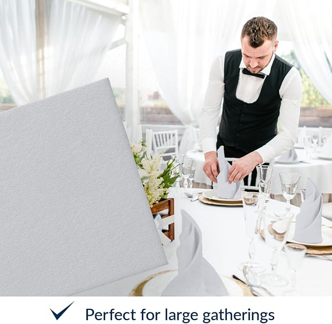 PAW - 50 Pieces Airlaid Paper Linen-Feel Napkins 16" x 16", Monocolor Disposable Cloth-Like Napkins, Elegant Silver Dinner Napkins for Kitchen, Party, Wedding, Gatherings, Christmas