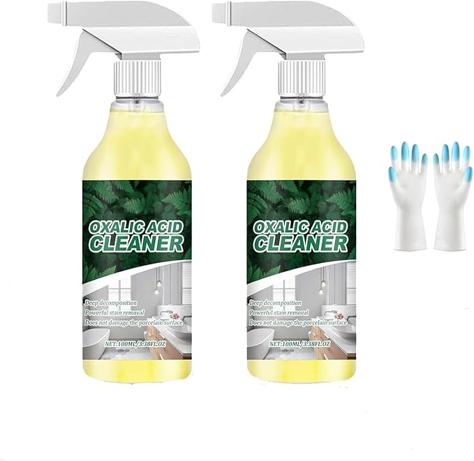 New Upgraded Oxalic Acid Cleaner Spray,Multi-purpose powerful stain remover，Rust Remover for Bathroom, Multi-Surface Cleaning for Bathtub, Porcelain & Tiles (2Pcs)