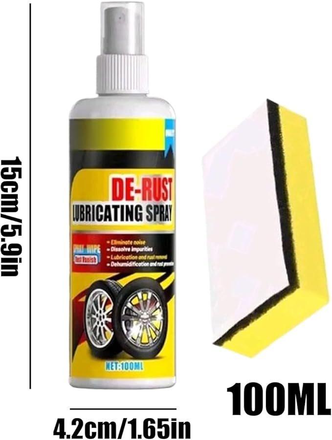 Rust Removal Spray, With Sponge, 100ml, Stain Cleaning Mist, Garage Rust Cleaner, Quickly Restoring Metal Surfaces, For Garage Trailer Driveway Brake Disc Motorcycle Car Kitchen Shower