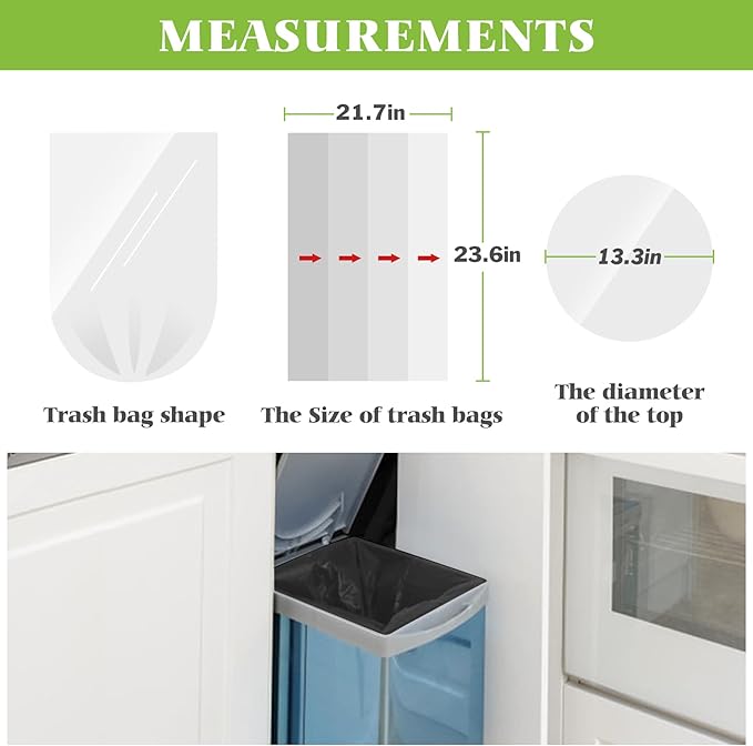 Teivio 6 Gallon 180 Counts Medium Black Garbage Bags Trash Bags, Waste Basket Liner, Bathroom Trash Can Bin Liners, Plastic Bags for home office kitchen, Black