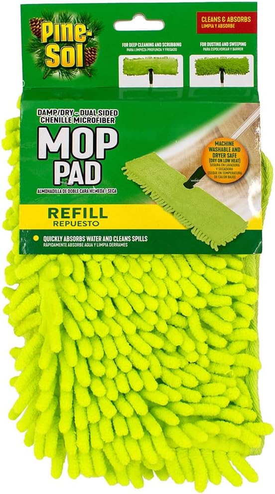 Pine-Sol Microfiber Chenille Mop Refill Compatible with Pine-Sol Dual-Sided Microfiber Mop, Replacement Head for Dry or Wet Use, Machine Washable Double Sided All Surface Cleaning