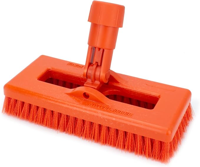 SPARTA 3638831EC05 Polyester Rectangle Scrub Brush, Floor Brush, Cleaning Brush With Swivel Head For Cleaning, 8 Inches, Orange