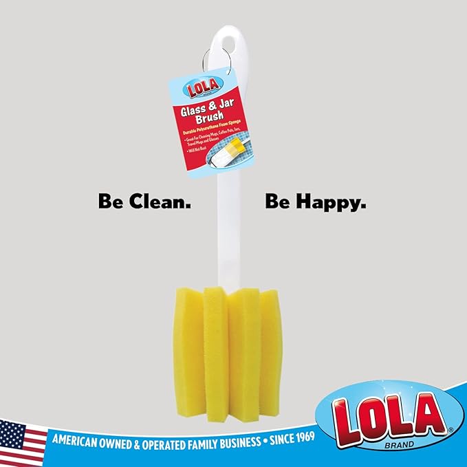 LOLA Glass & Jar Sponge Brush, Star Shaped, Foam Material, Dishwasher Safe, Non-Scratch, Perfect for Glasses, Mugs, Bottles. 1 Count