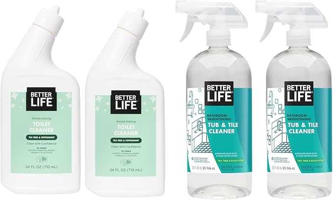 Better Life Plant-based Toilet Bowl Cleaner (24 Oz, 2 Pack) + Bathroom Cleaner (32 Oz, 2 Pack)
