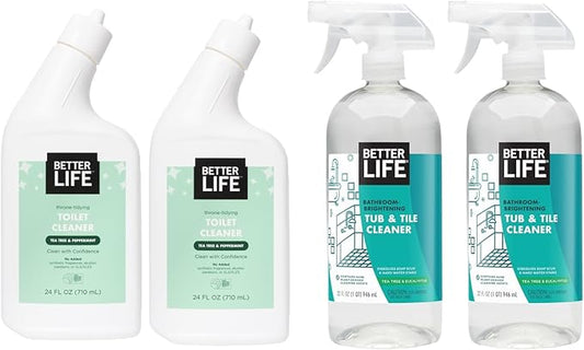 Better Life Plant-based Toilet Bowl Cleaner (24 Oz, 2 Pack) + Bathroom Cleaner (32 Oz, 2 Pack)