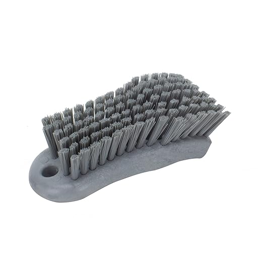 SPARTA Plastic Cutting Board Scrub Brush with Hanging Hole for Washing Cutting Boards, 6 Inches, Gray