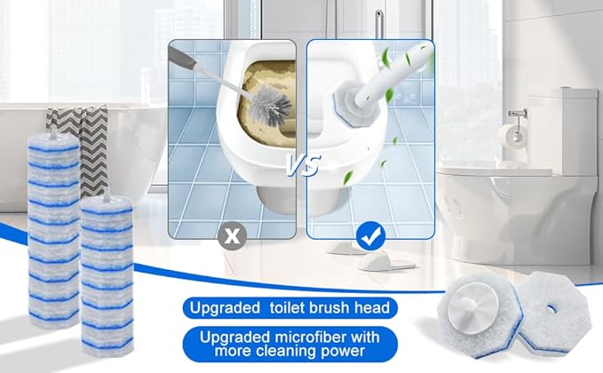 50-Pack Toilet Brush Refill Pads, Compatible with Clorox Toilet Brush Handles - Disposable Toilet Cleaning Pads - Deep Cleaning Sponge Heads (Handle Not Included)