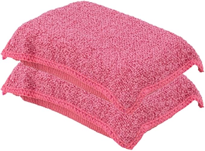 Miracle Microfiber Scrubbing Sponge, Red Extra Scrubbing Power Sponge for Kitchen, Sink, Pot, Pan and Dish Washing, Super Absorbent and Rapid Drying 2-Pack