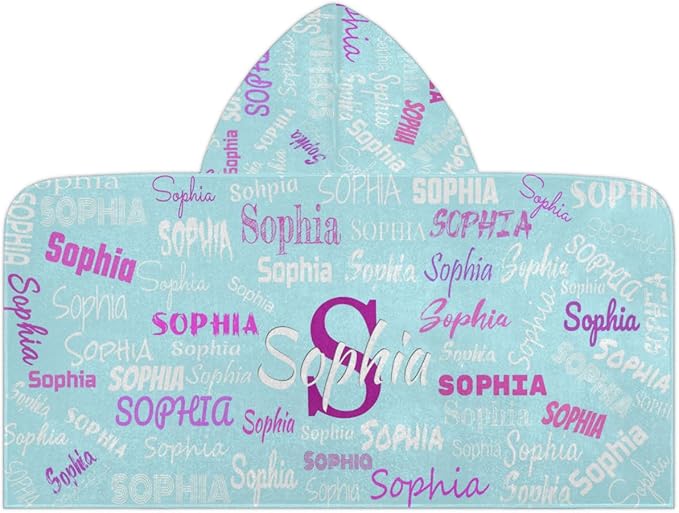 Personalized Beach Towel for Boys Girls - Toddler Towels with Hood Snaps - Personalize Towel with Your Name, Solid Light Blue