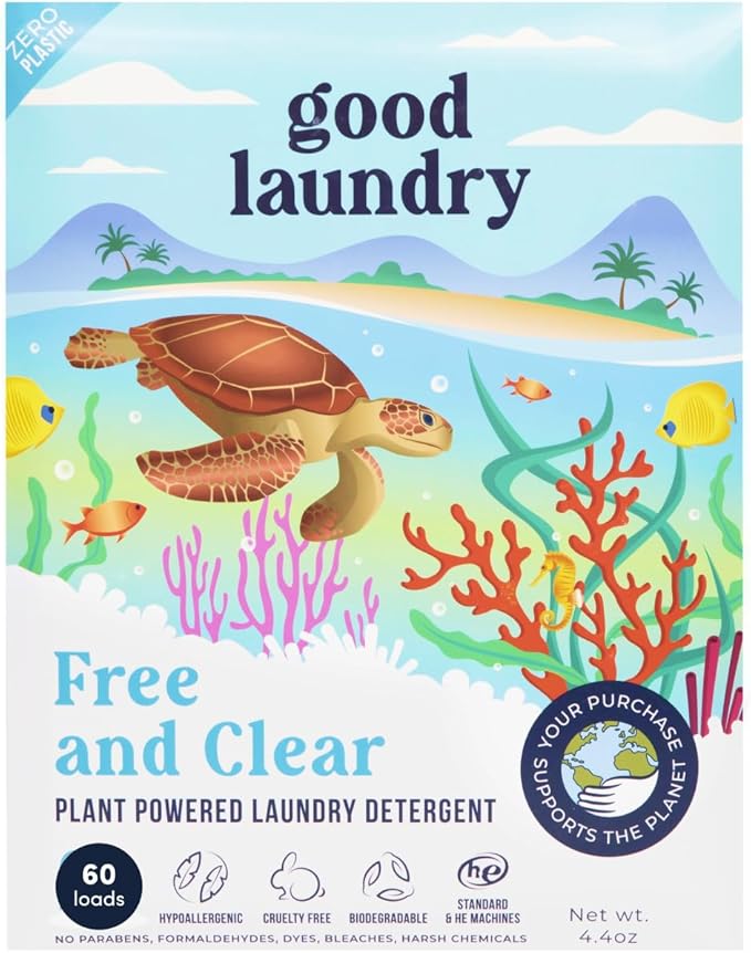 Good Laundry Detergent Sheets - Unscented (60 Loads) - Eco-Friendly Laundry Detergent Sheets, Hypoallergenic, No Plastic Jugs or Waste - Based in the USA