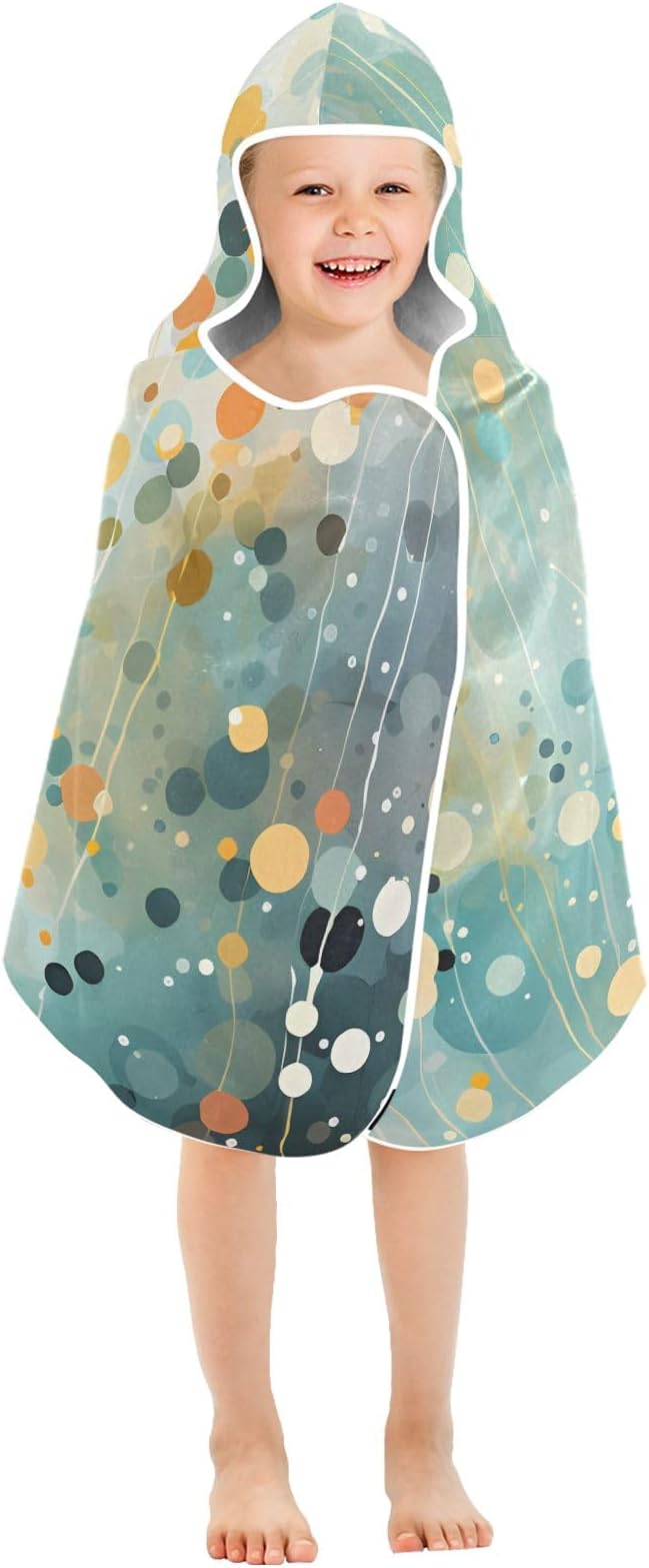 Hooded Towel for Kids Abstract Circles Pattern Beach Wrap Bath Towels 50x23.5in