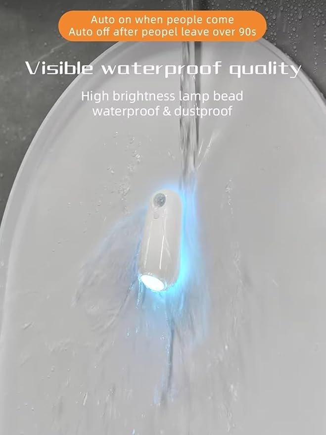 Purivio Self Cleaning UV Toilet Sanitizer Light, Motion Sensor Toilet Bowl Light, USB Rechargeable LED Night Light, Easy Install Bathroom Light for Night Use, Kids & Elderly Safe