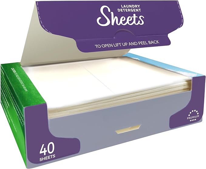 Laundry Detergent Sheets - Lavender Scent, 80 Loads Travel Sheets, No Plastic Jug, Home & Travel Washing