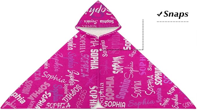 Custom Name Beach Towel for Boys Girls, Kids Babies Personalized Name Hooded Beach Towel Quick-Drying for Beach, Travel, Camping, Seaside, Swimming, Rosy Pink Color Background