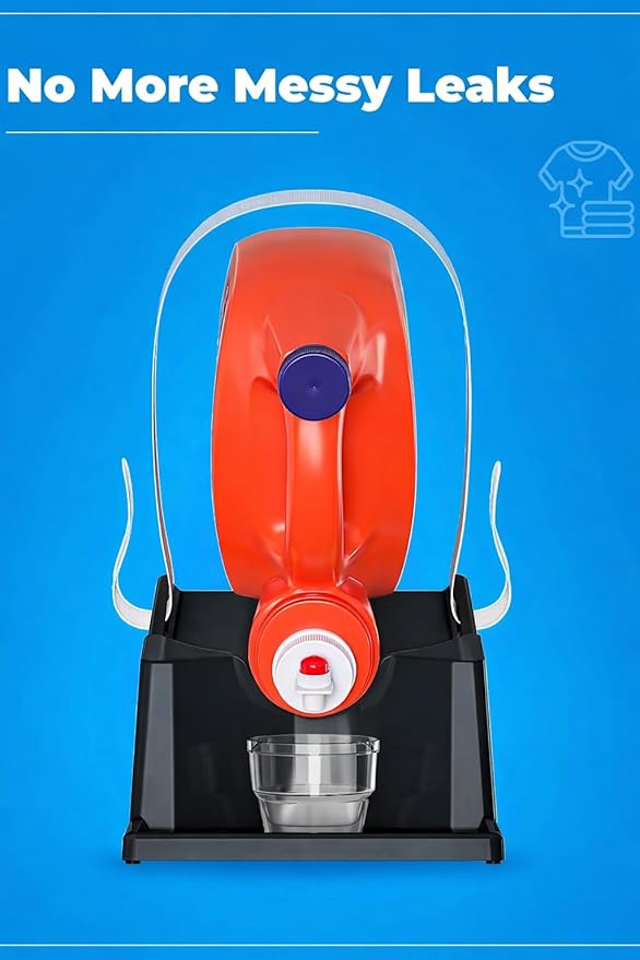 TidyFriend 2 Pack Liquid Laundry Detergent Holder Stand with Drip Tray & Rubber-Grip Feet, Stand for Laundry Room Organization and Storage, Fabric Softener Dispenser with Cup Holder (Black)