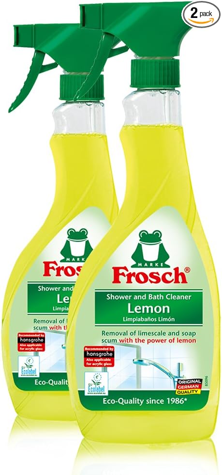 Frosch Natural Lemon Shower & Bathroom Cleaner Spray Bottle, 500ml (Pack of 2)