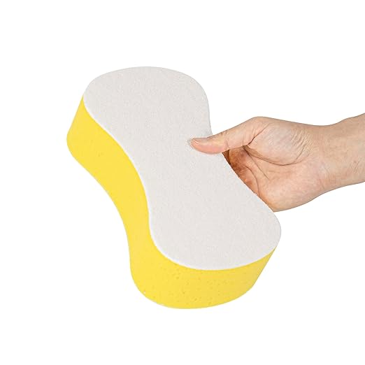 Restaurantware Sponge and Scouring Pad Combo 1 Count 9.4 x 5.1 x 2.7 Inches Plastic Multi-Surface Scrubber Flexible Cleaning Sponge for Commercial Kitchens