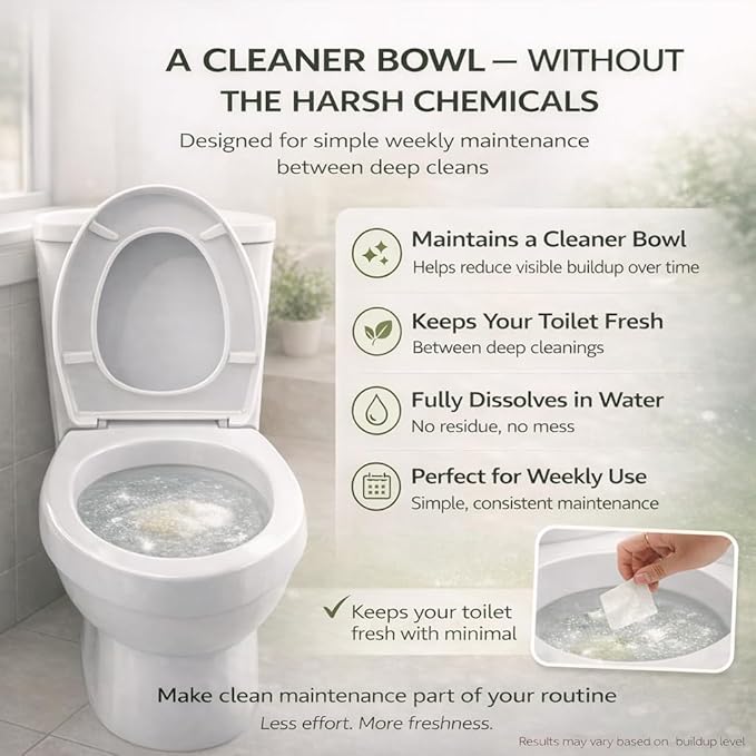 Toilet Bowl Cleaner Sheets | 120 Cleans | Natural | Quick Dissolve | Deodorizing Citrus Scent | Biodegradable | Septic Safe | Eco-Friendly | NO PLASTIC