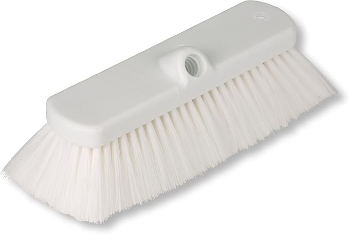 SPARTA 41278EC02 Flo-Thru Plastic Wall Scrub Brush, Equipment Brush With Soft Nylex Bristles For Industrial Kitchens, Hospitals, Commercial Cleaning, 4 Inches, White
