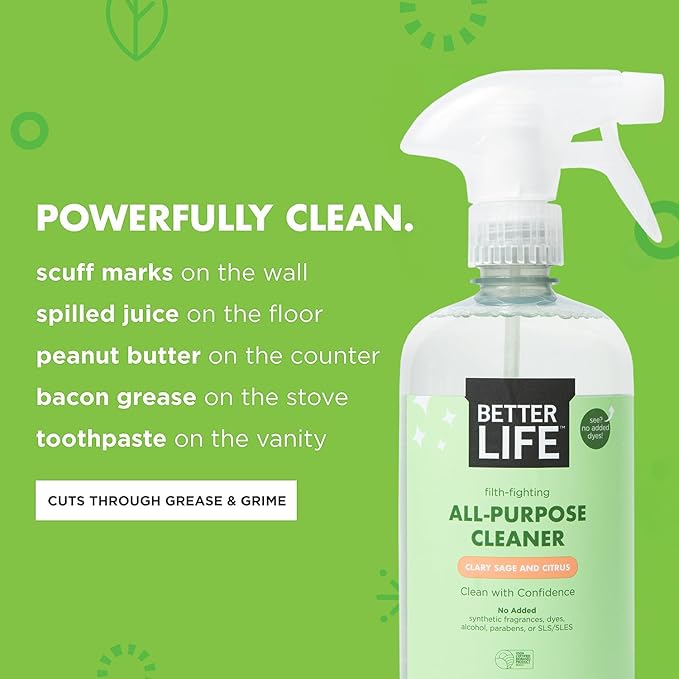 Better Life Toilet Bowl Cleaner 1-Pack + All Purpose Cleaner 24 Oz 1-Pack Clary Sage and Citrus