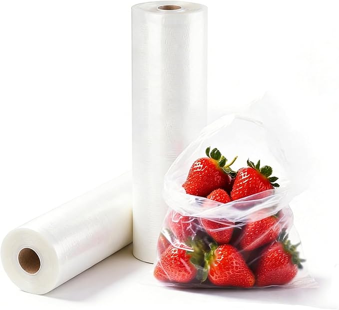 Food Storage Bags, 2 Rolls 12x20 Clear Plastic Produce Bags Roll for Food Storage, Bread, Vegetables, Fruit, and More, 350 Bags/Roll