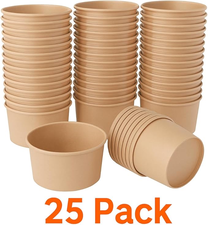 Ruthy's Outlet Kraft Salad Bowls W/Clear Lids – Disposable Paper Salad Containers, Eco-Friendly | Leak-Resistant | Microwave Safe – Ideal for Meal Prep, To-Go Orders & Catering (25, 32 oz)