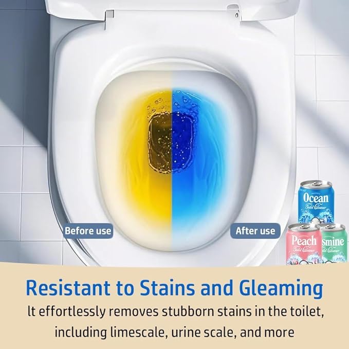 Beverage can Toilet Bowl Cleaner，,Septic ToiletBowl Tablets in Bottles，Powerfully Cleans andPrevent Stain Build Up(Ocean&Peach&Jasmine)