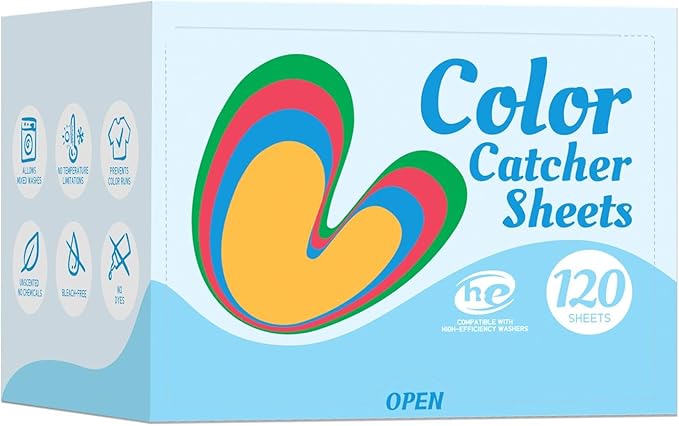 Color Catchers for Laundry - Color Grabber 120 Sheets to Prevent Color Runs, Dye Catchers for Home Use, Fregrance Free Color Guard for Apartment Dorm Hotel