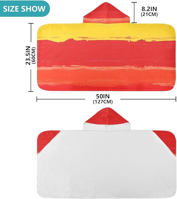 SUABO Kids' Bath Towels Rainbow Brushstroke Pattern Hooded Towels for Boys Girls,Toddler Towels Multi-Purpose for Beach,Pool and Bathroom,23.5" x 50", Soft and Highly Absorbent