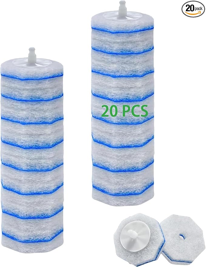 20 Count Toilet Brush Wand Refills Fits Clorox Wand, 3X Cleaning Exclusive Upgrade Formula Disposable Toilet Bowl Wand Refills, No Falling Apart, Fits Most Brand Toilet Brushes Cleaning Systeam