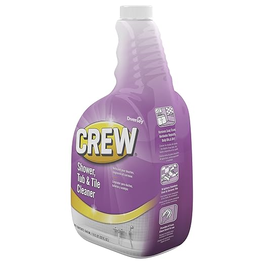 Diversey CREW CBD540281 Shower, Tub and Tile Cleaner, Removes Soap Scum & Hard Water Deposits, Fresh Scent, Ready-to-Use, 32-Ounce (Pack of 2)