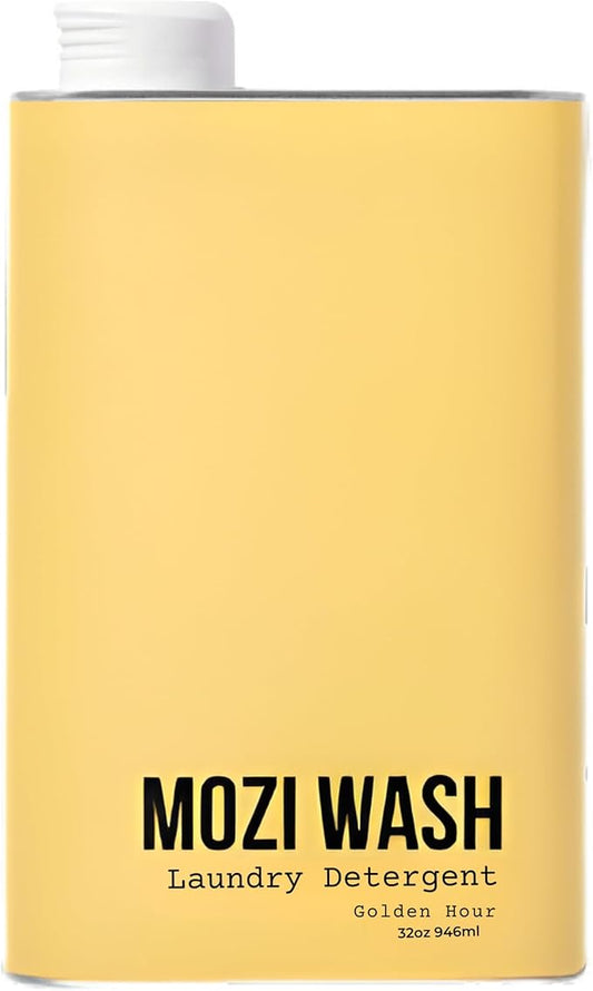 Mozi Wash Golden Hour Liquid Laundry Detergent – Concentrated Non Toxic Laundry Soap for HE & Standard Machines, Plant Based Formula, 50+ Loads, Warm Citrus Floral Scent, 32 oz