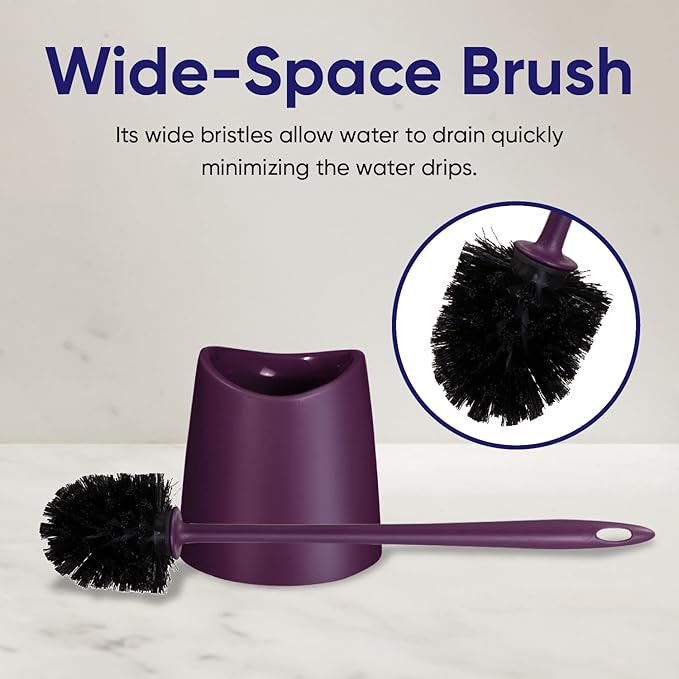 Toilet Brush Cleaner and Holder Purple Toilet Bowl Cleaner Brush with Scrubbing Wand, Brush and Storage Caddy for Easy Bathroom Cleaning