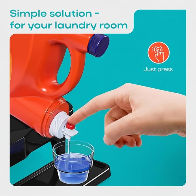 Skywin TidyFriend Detergent Holder Shelf for Laundry Room - Holds 2 Liquid Soap Dispenser, Laundry Soap Station Organizer, Detergent Stand with Drip Catcher Drip Tray Storage Organization (Black)