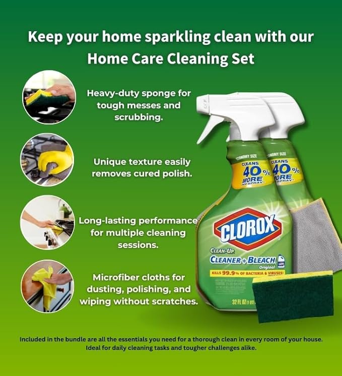 GROVE 2-Pack Bleach Spray Cleaning Bundle, Bathroom & Multi-Surface Cleaner Set – Disinfecting Bleach Spray for Home Cleaning, 32 oz