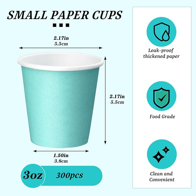 300 Pack 3 oz Paper Cups, Bathroom Cups Disposable,Moushwash Cup Small Snack Cup for Water, Juice, Candy Ideal for Party Bathroom and Office (Blue)