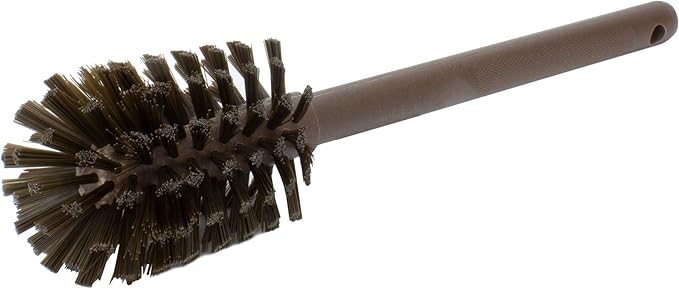 SPARTA Large Water Bottle Brush Ideal for Wide-Mouth Jars, Bottles and Tumblers, Dishwashing Tool with Handle for Home and Commercial Kitchens, Plastic, 12 Inches, Brown