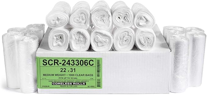 Aluf Plastics 12-16 Gallon Trash Bags-Source Reduction Series Value High Density 6 Micron Gauge(equiv) -Intended for Home, Office,Bathroom, Paper, Styrofoam(1 Pallet of 100 Packs, 100000 Count Total)