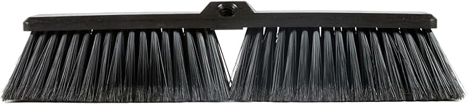 Restaurantware-BROOM HEAD ONLY: Clean Tek Professional 17.13-Inch Push Broom Head, 1 Heavy-Duty Cleaning Tool - Handle Sold Separately, Fine Flagged Bristles, Black Plastic, Outdoor Use