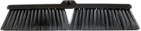 Restaurantware-BROOM HEAD ONLY: Clean Tek Professional 17.13-Inch Push Broom Head, 1 Heavy-Duty Cleaning Tool - Handle Sold Separately, Fine Flagged Bristles, Black Plastic, Outdoor Use